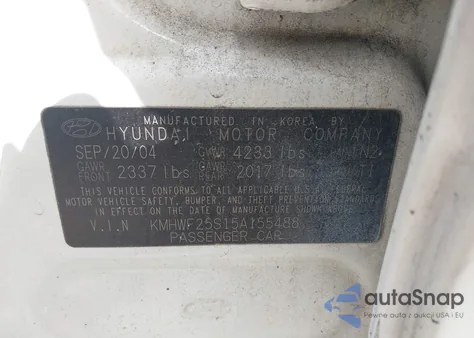 2005 Hyundai Sonata Gl из США, поврежденный, VIN KMHWF25S15A155488